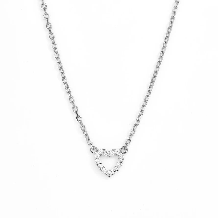 316L stainless steel necklace ,heart shape with Cubic Zirconia beads for wholesalers - Image 2