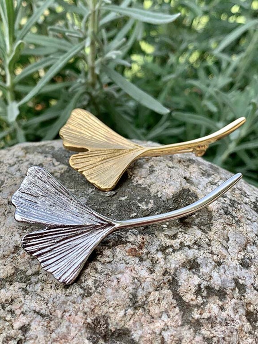 316L Stainless Steel Ginkgo Leaf Brooch - Image 4